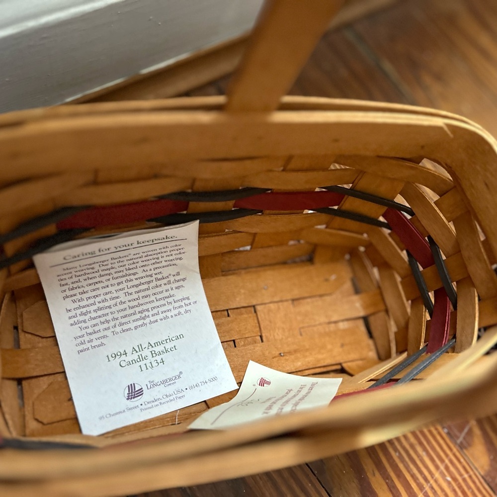 Longaberger 1994 All-American Candle Patriotic Woven Basket with Star Lining - Picture 3 of 4